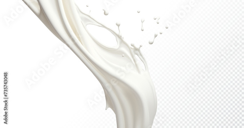 Milk splash isolated on transparent background. Realistic vector illustration.