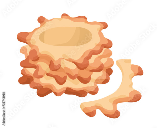 Belarusian sakotis. Traditional Lithuanian spit cake. Delicious pastry, fresh baked food, bakery. European cuisine, Polish dessert. Product of bakehouse. Flat isolated vector illustration on white