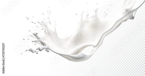 Milk splash isolated on transparent background. Realistic vector illustration.