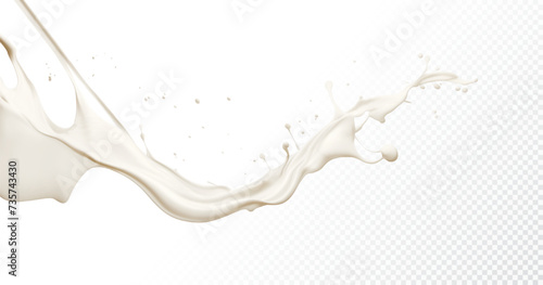 Milk splash isolated on transparent background. Realistic vector illustration.
