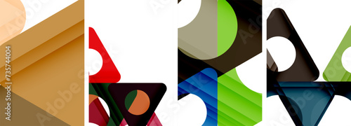 Abstract background set featuring captivating triangles. Harmonious blend of geometry and style, these designs bring modern flair
