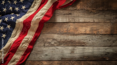 American flag draped over wooden background, american flag picture