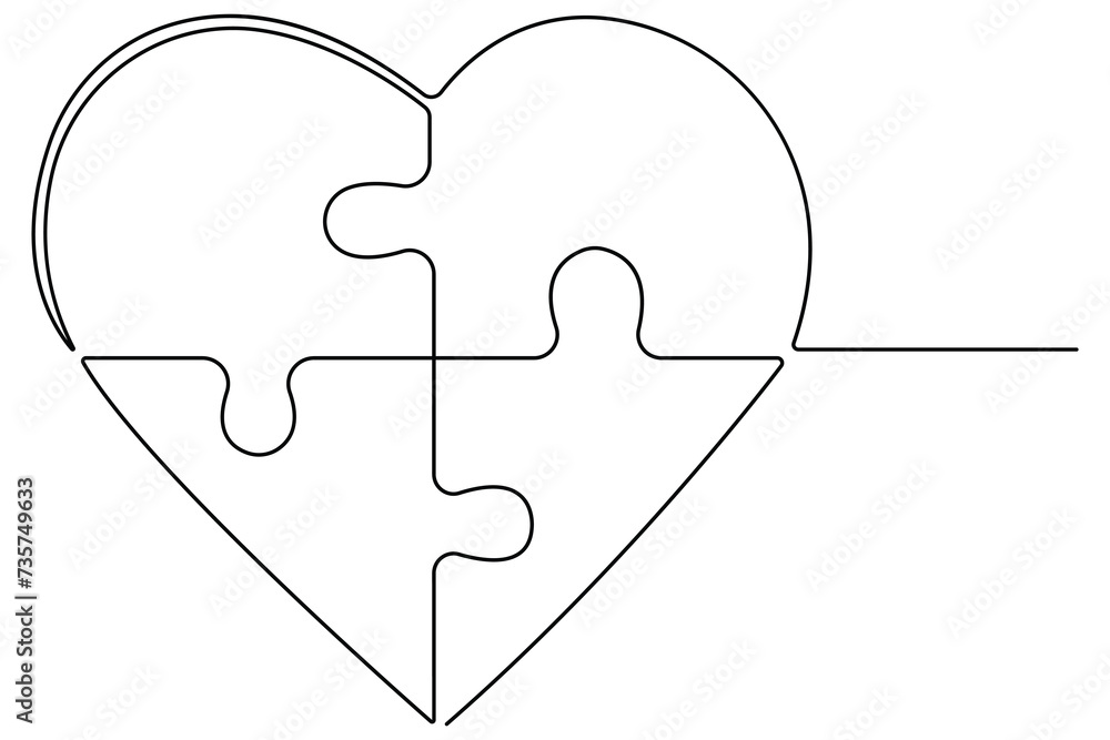Continuous one Line art Drawing Puzzle Stock Vectors and illustrations