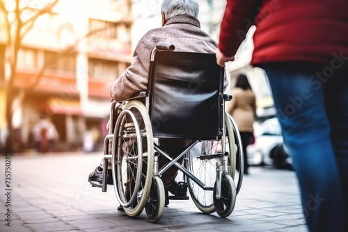 Person in Wheelchair Walking Down Street © Anoo