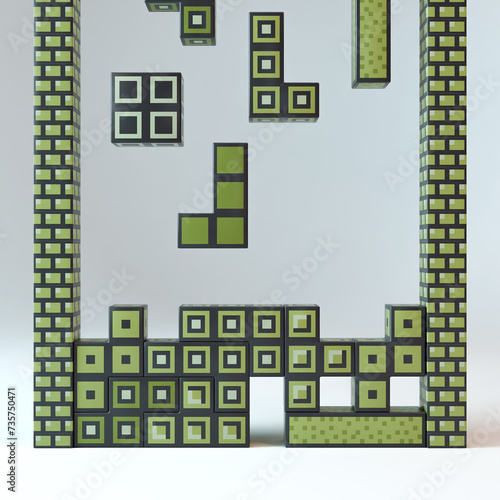 8-Bit Block Game Concept photo