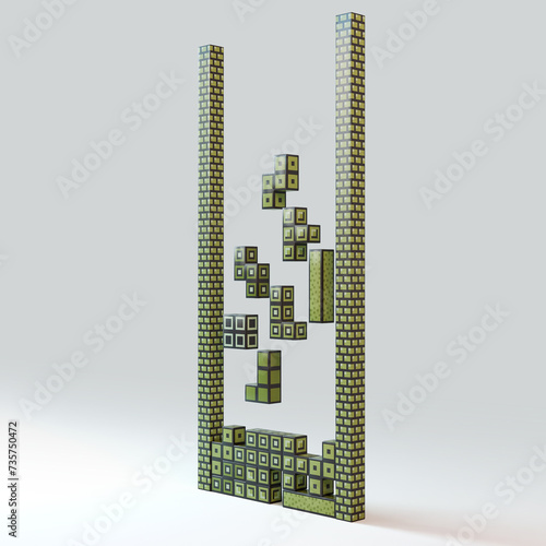 8-Bit Block Game Concept photo
