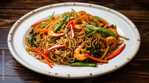 Vegetable Lo Mein with Shrimp
