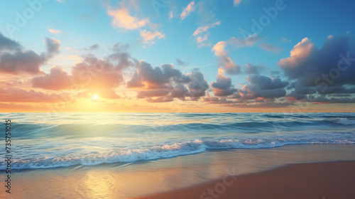 Vibrant dawn at the beach © Cybonad
