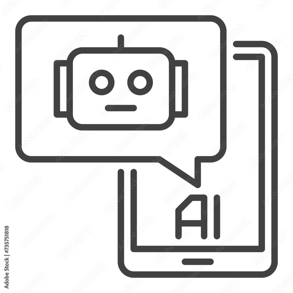 AI Chatbot in Smartphone vector linear icon or logo element AI Chatbot in Smartphone vector linear icon or logo element