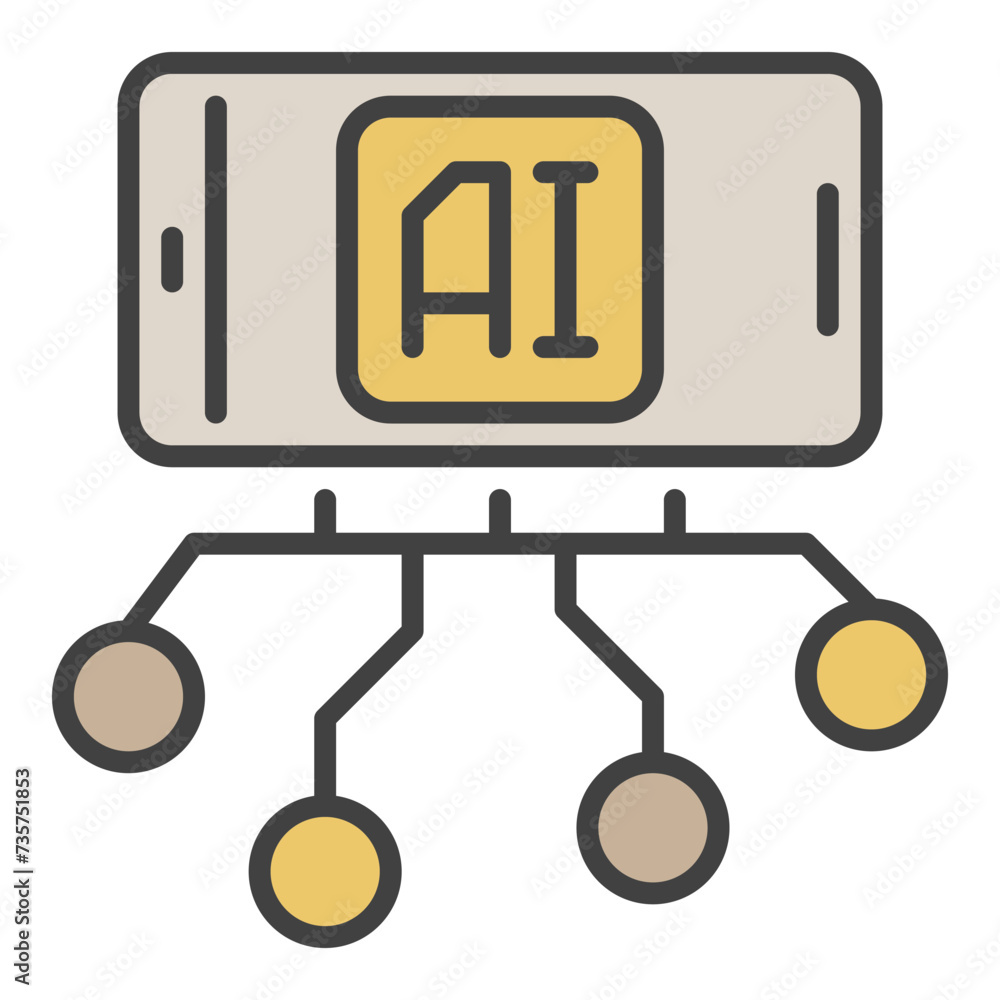 AI and Smartphone vector Phone with Artificial Intelligence colored icon or design element AI and Smartphone vector Phone with Artificial Intelligence colored icon or design element