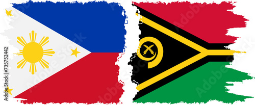 Vanuatu and Philippines grunge flags connection vector