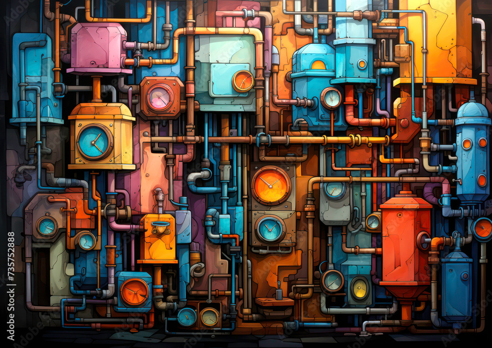 Fototapeta premium Industrial steampunk theme background