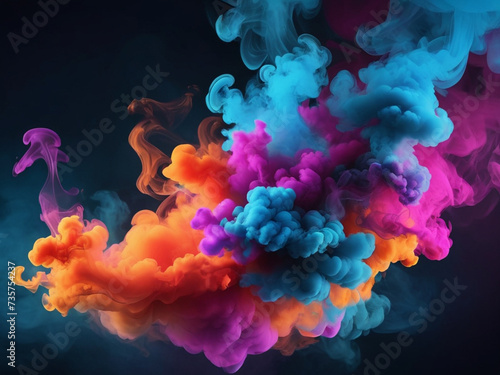 Colorful smoke clouds on black background