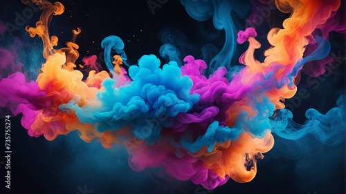 Colorful smoke clouds on black background