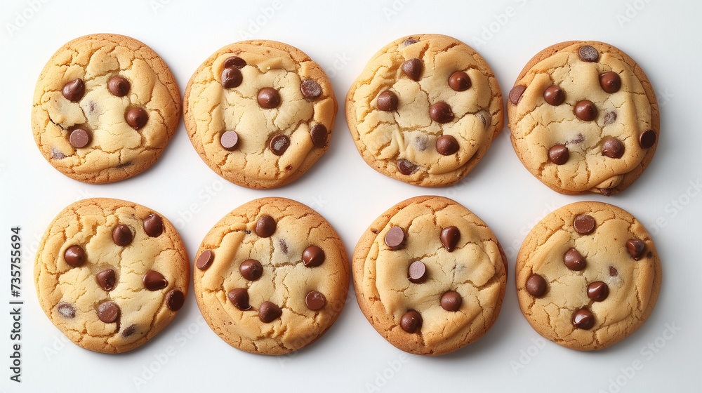 Set cookies chocolate chip. Isolated of dark chocolate chip cookies piece set stack and crumbs on white background of closeup tasty bakery organic homemade American biscuit sweet dessert. snack. Set cookies chocolate chip. Isolated of dark chocolate chip cookies piece set stack and crumbs on white background of closeup tasty bakery organic homemade American biscuit sweet dessert. snack.