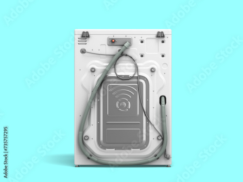 new modern washing machine back view 3d render on color background
