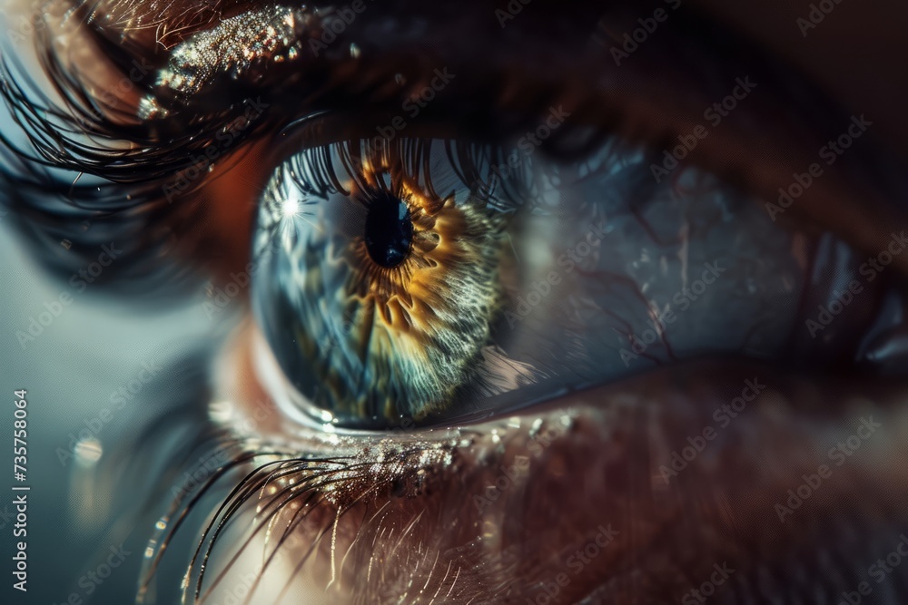 Close-up people eye detailed. Generative AI technology Close-up people eye detailed. Generative AI technology