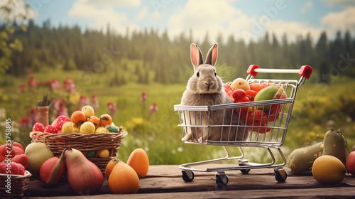 Shopping cart with bunny