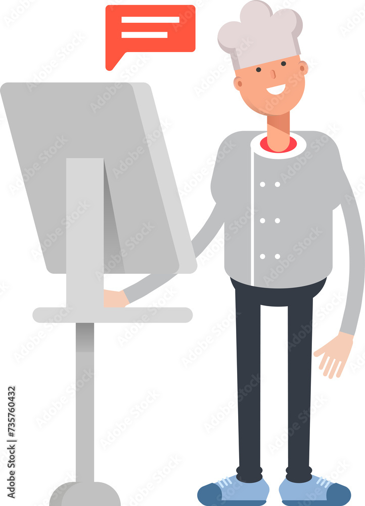 Chef Character Working on Computer
Chef Character Working on Computer