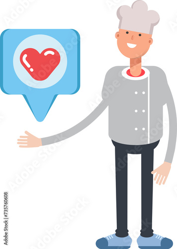 Wallpaper Mural Chef Character and Heart Message
 Torontodigital.ca