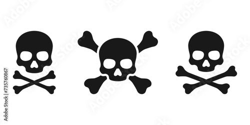 Skull and bones icon set. Skull sign and symbol. Skull vector illustration