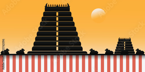 South Indian temple gopuram silhouette. banner, poster, card concept vector design photo