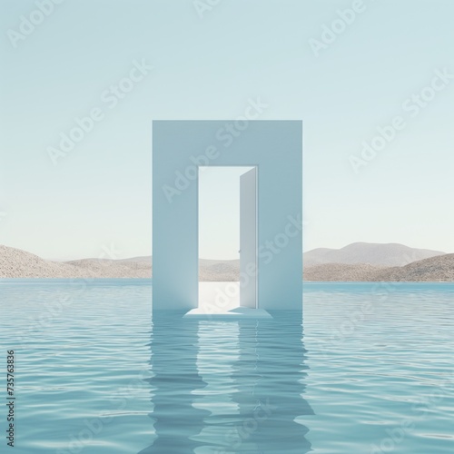 Door in the middle of the blue sea 