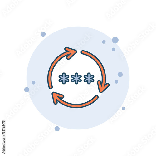 Cartoon reset password icon vector illustration. Update on bubbles background. Change password sign concept.