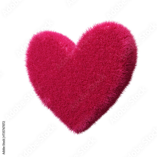 fluffy valentines love heart on transparent background