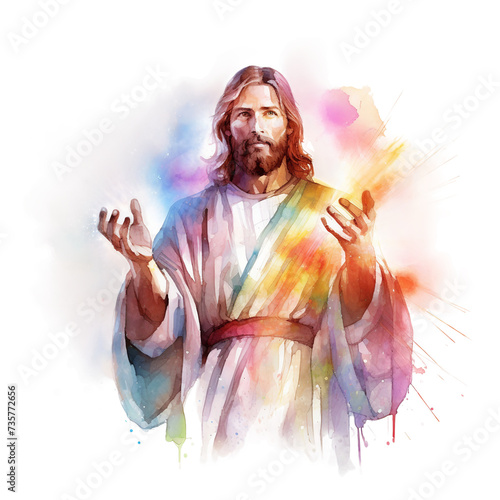 Watercolor print of Jesus, person in a dress