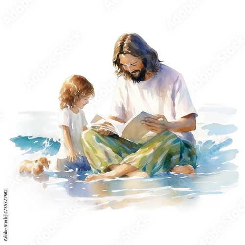 Watercolor print of Jesus, 