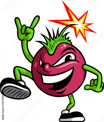 Cartoon style cherry bomb illustration. Isolated on white background.