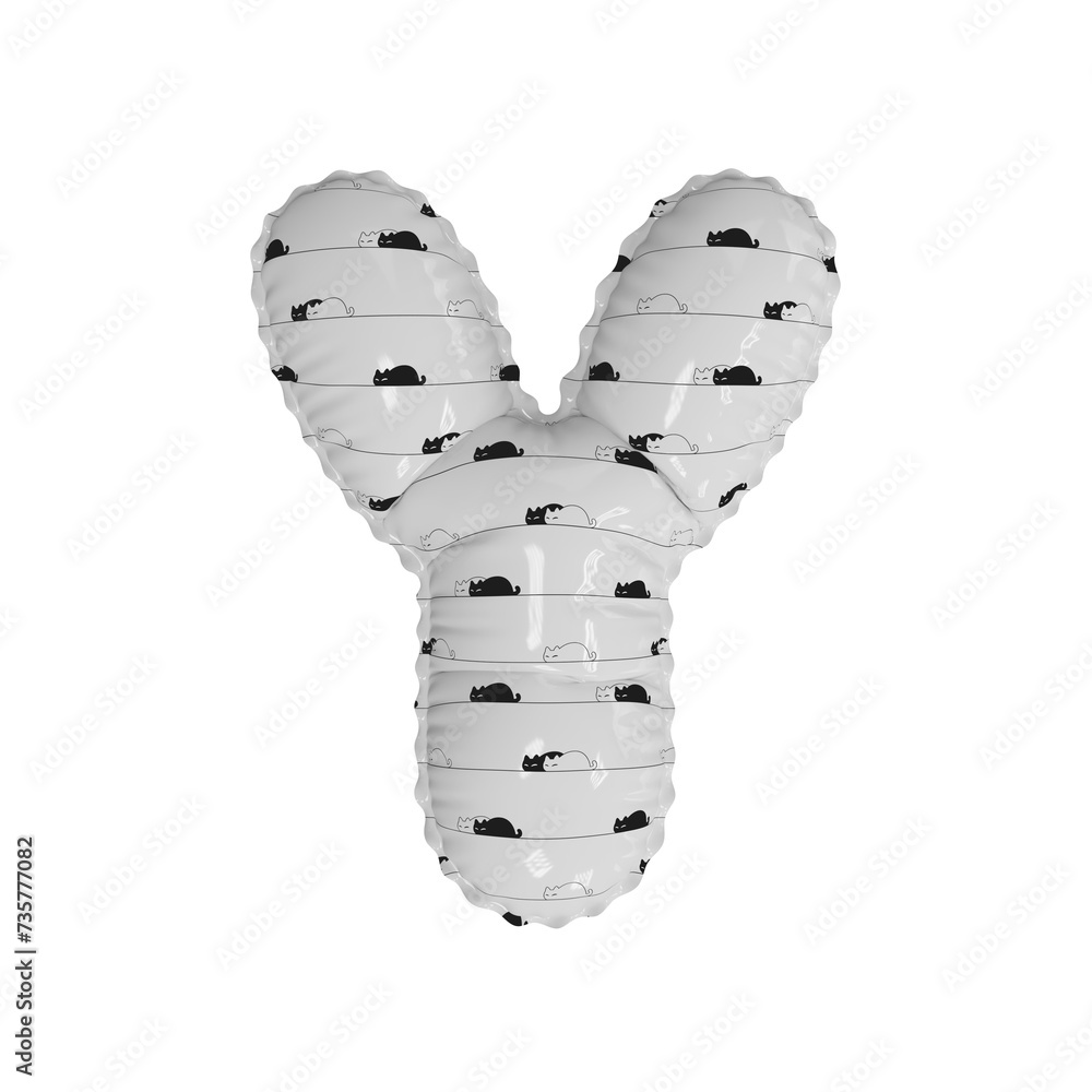 3D simplistic cat pattern helium balloon letter Y 3D simplistic cat pattern helium balloon letter Y