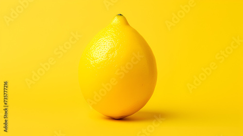Fresh whole succulent juicy yellow lemon in one color with yellow  background. tropcial citrus fruit. monochrome shot. source of vitamins. ingredient for making lemonade. healthy food, eating concept
 photo