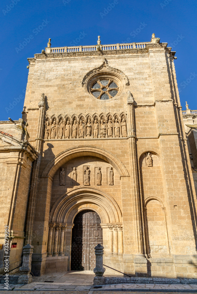 South facade, known as the chains, of the Cathedral of Santa María de Ciudad Rodrigo (12th-14th centuries). Salamanca, Castile and Leon, Spain.