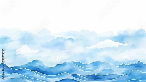 Hand painted watercolor background of sea waves with free copy space for text and design elements photo