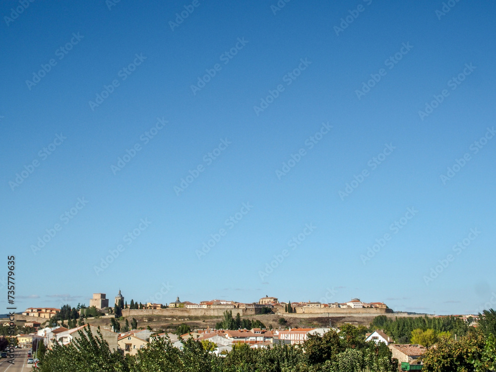 General view of Ciudad Rodrigo from the distance. Salamanca, Castile and Leon, Spain.