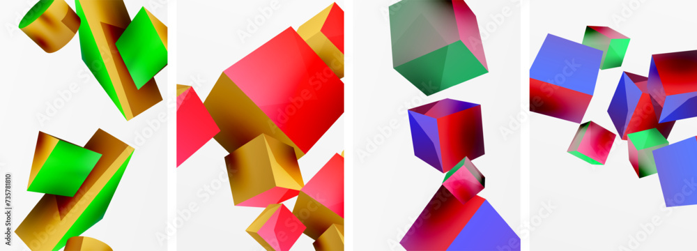 Flying 3d shapes, cubes and other geometric elements background design for wallpaper, business card, cover, poster, banner, brochure, header, website Flying 3d shapes, cubes and other geometric elements background design for wallpaper, business card, cover, poster, banner, brochure, header, website