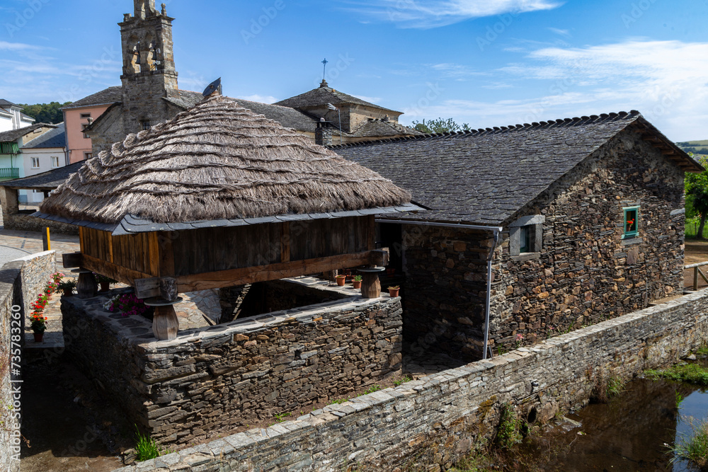 St. Martin's Thatched Granary (hórreo). San Martín de Oscos, Asturias, Spain.