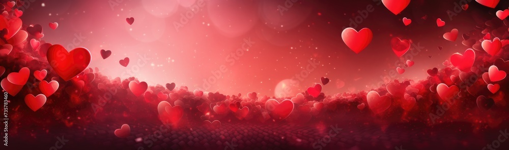 A bunch of red hearts gracefully floating in mid-air, creating a captivating and joyous scene.