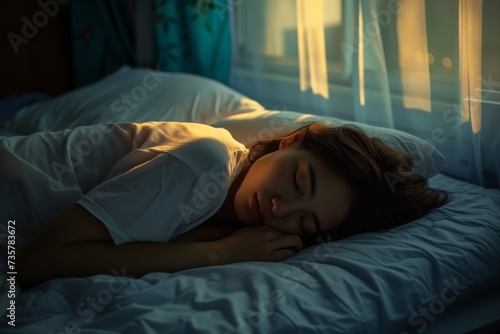 person sleeping peacefully in hotel bed
