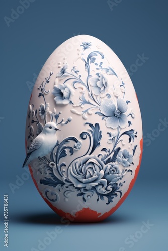 Intricate design on exquisite easter egg against captivating monochrome pastel backdrop