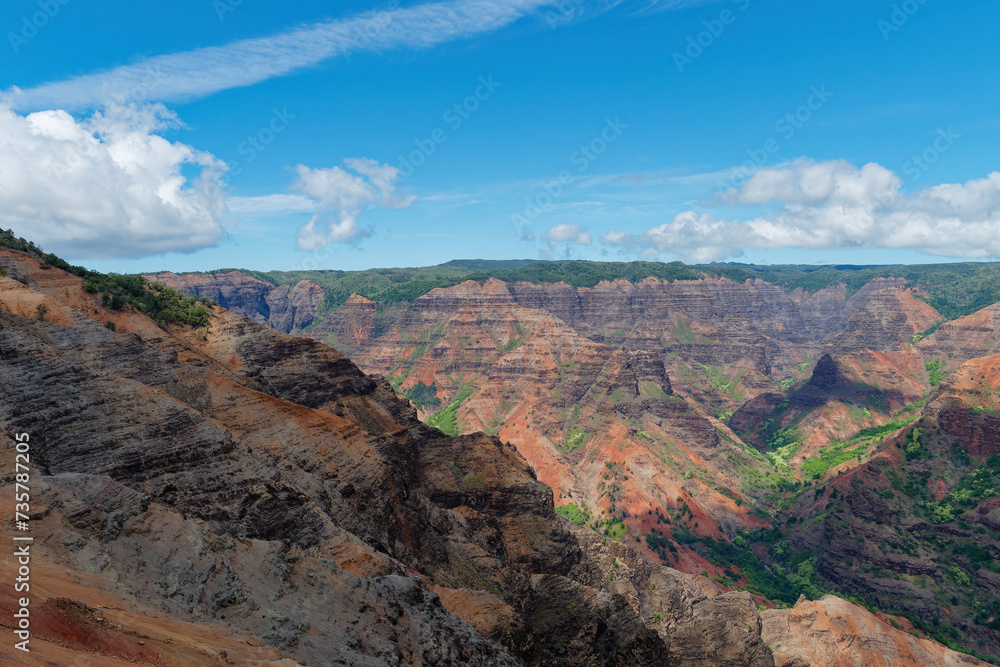 Gorgeous Waimea Canyon State Park (also known as Grand Canyon of the Pacific) on the island of Kauai, Hawaii