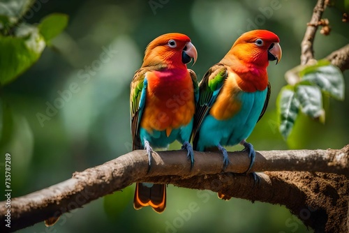 Parrots on branch