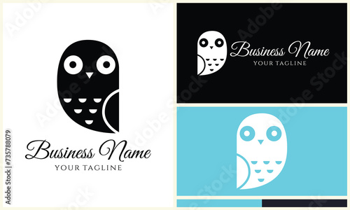 silhouette vector owl logo template photo