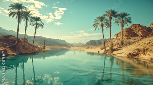 oasis paradize in a desert, magical and mystical nature landscap