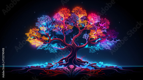 Tree with a neon frame © Cybonad