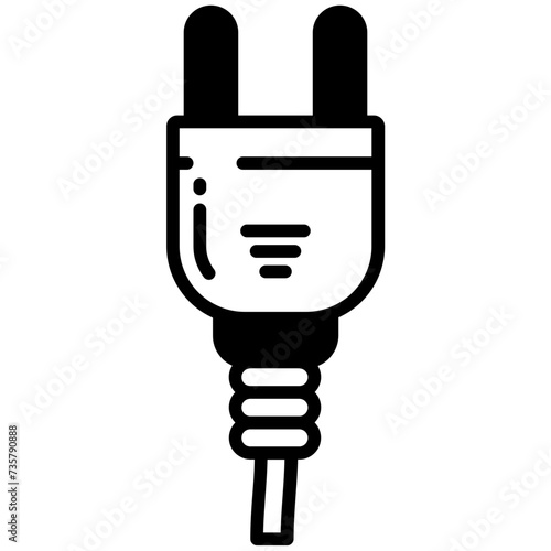 plug glyph and line vector illustration
