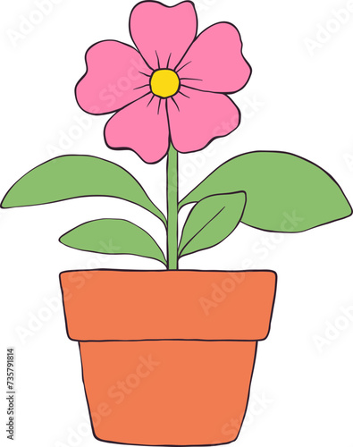 Flower in pot clipart design illustration