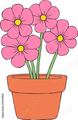 Flower in pot clipart design illustration